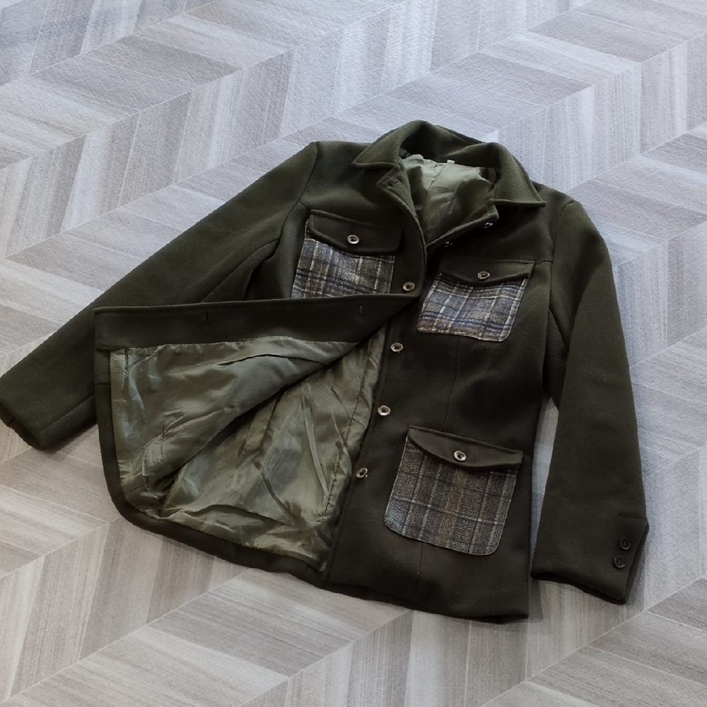 Olive Green Wool Jacket | Size s